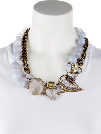 Iradj Moini Crystal Bead Chain Collar Necklace