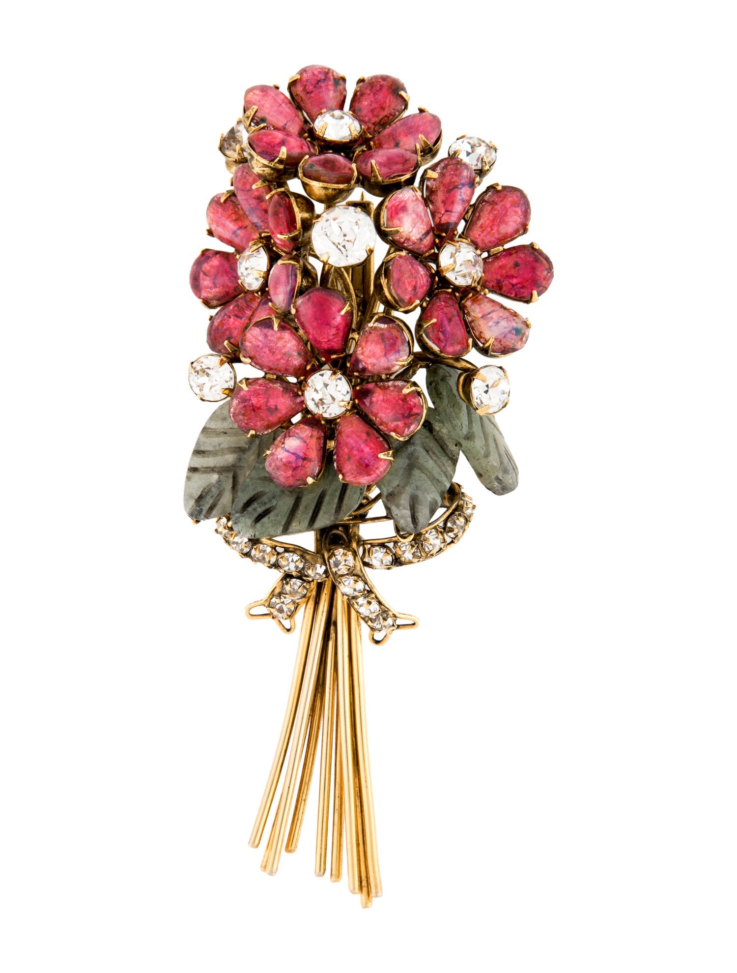 Iradj Moini Crystal & Stone Flower Bouquet Brooch