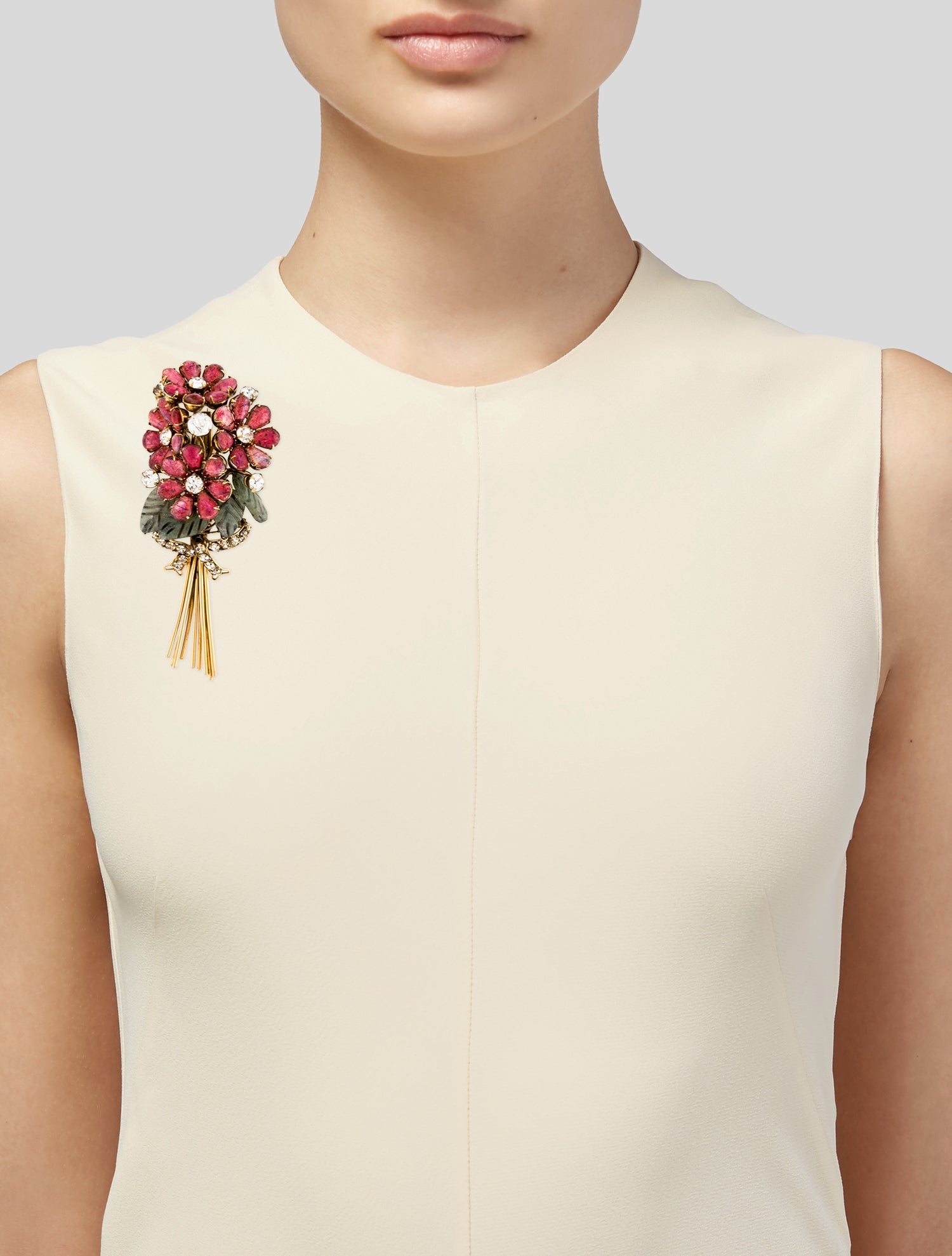 Iradj Moini Crystal & Stone Flower Bouquet Brooch