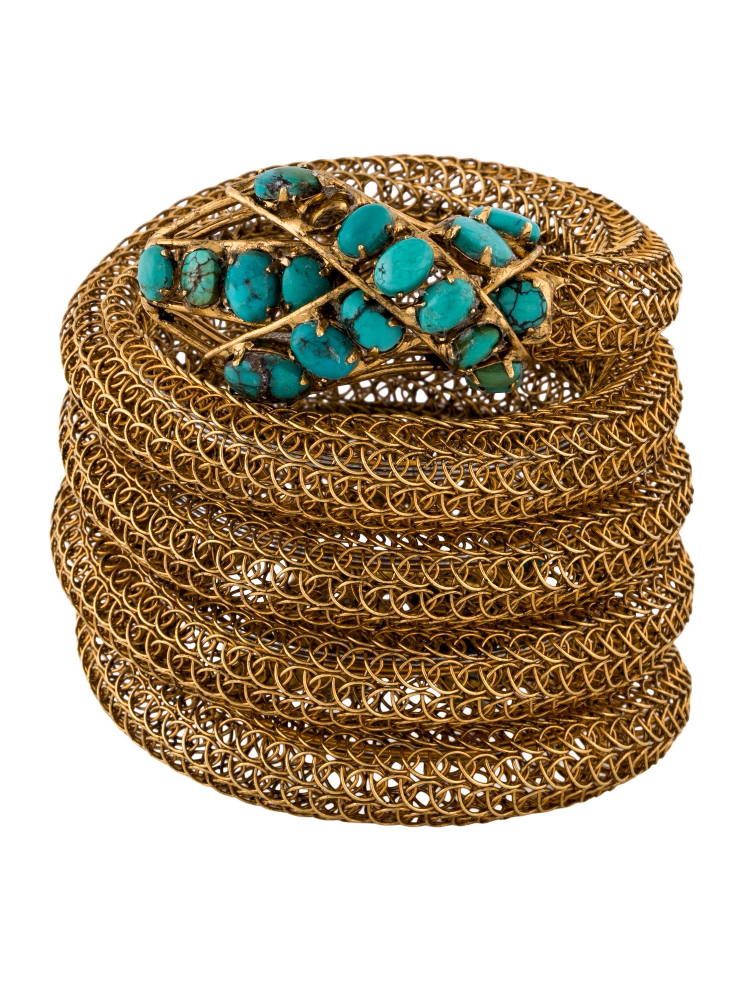 Iradj Moini Stone Snake Mesh Cuff Bracelet
