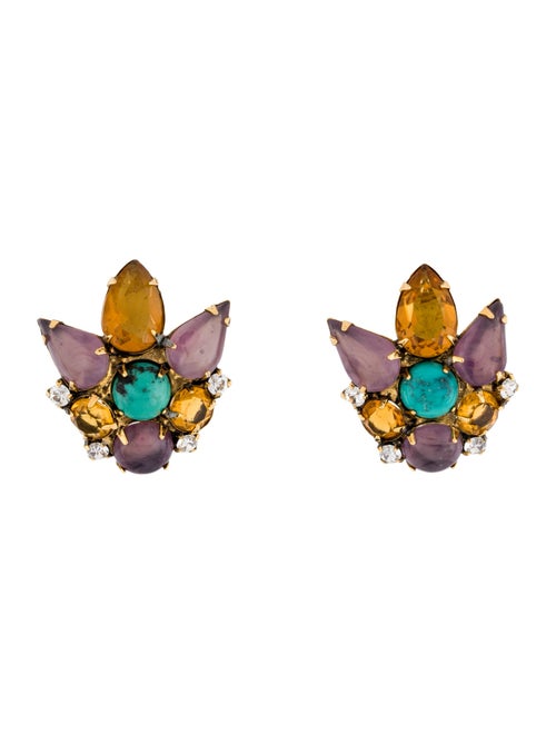 Iradj Moini Crystal & Resin Clip-On Earrings