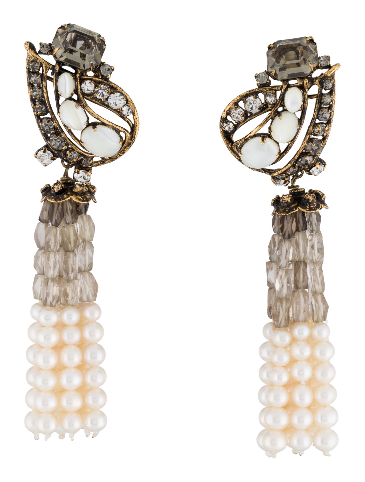 Iradj Moini Faux Pearl & Stone Drop Chandelier Earrings