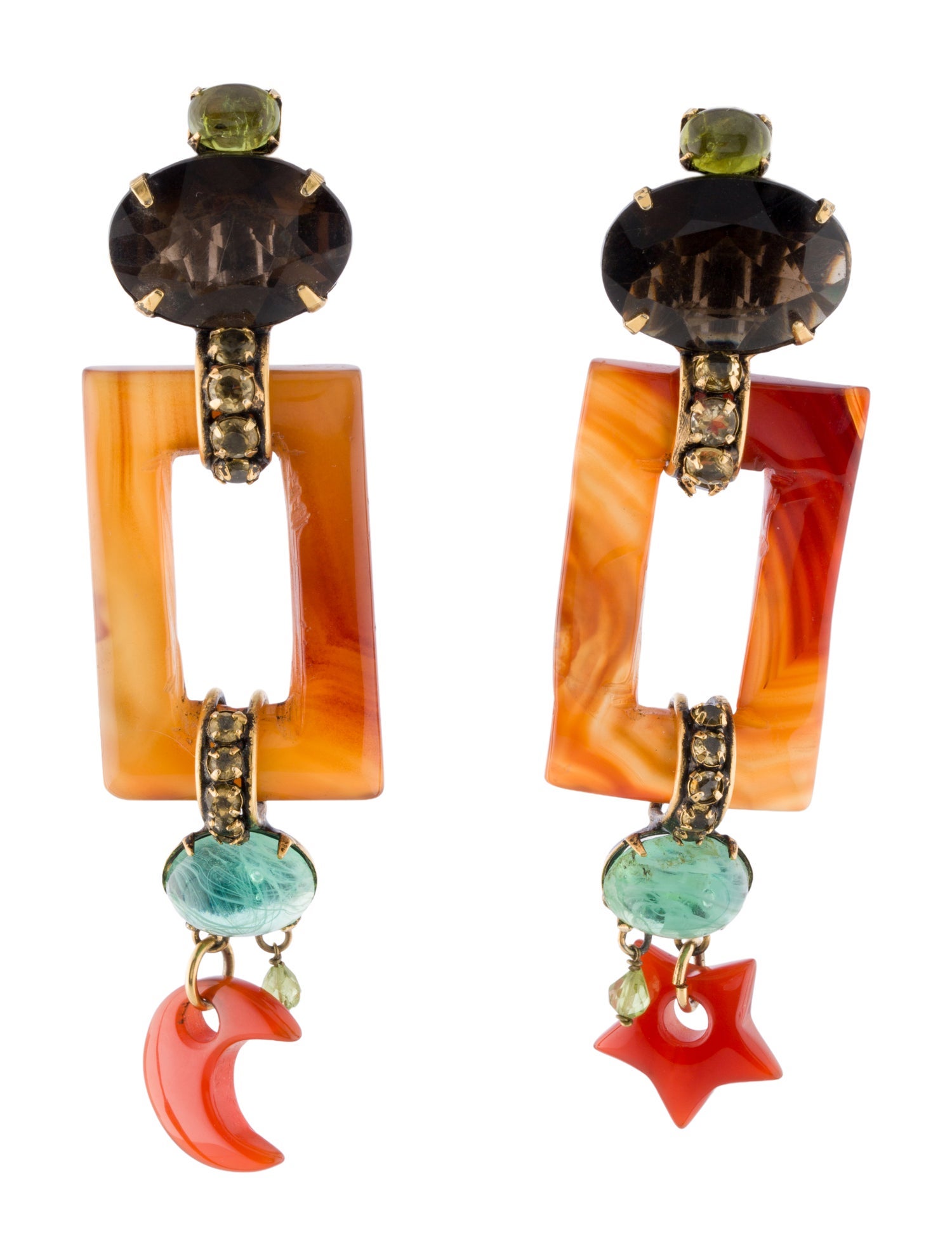Iradj Moini Crystal & Multi Stone Drop Clip-On Earrings