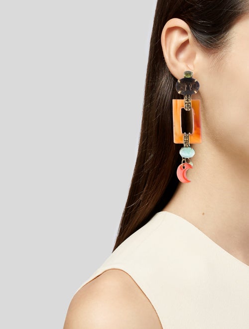 Iradj Moini Crystal & Multi Stone Drop Clip-On Earrings
