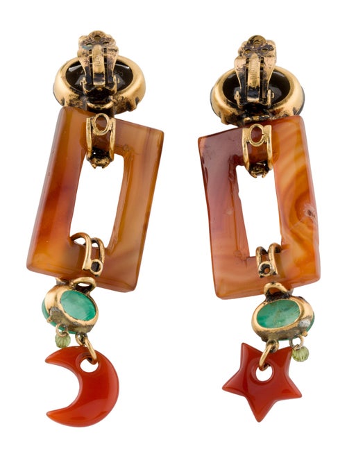Iradj Moini Crystal & Multi Stone Drop Clip-On Earrings