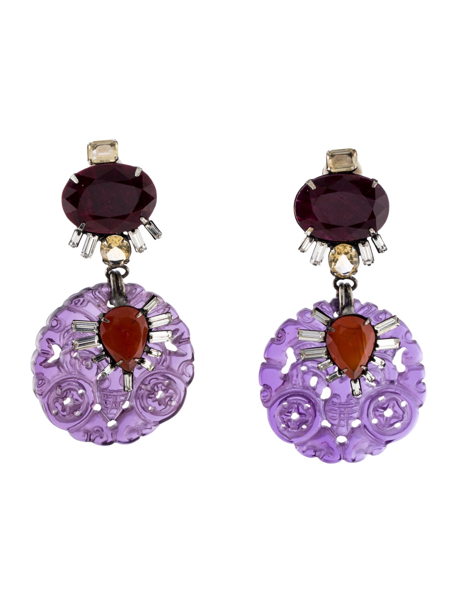Iradj Moini Crystal & Multistone Drop Clip-On Earrings
