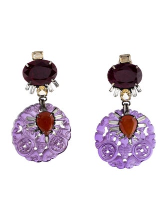 Iradj Moini Crystal & Multistone Drop Clip-On Earrings