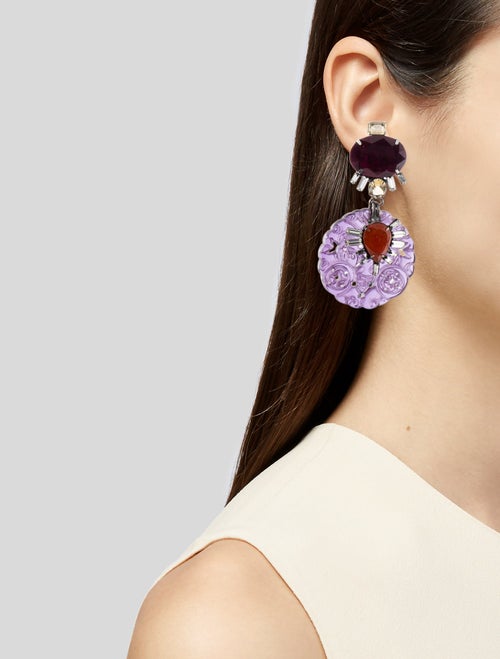 Iradj Moini Crystal & Multistone Drop Clip-On Earrings