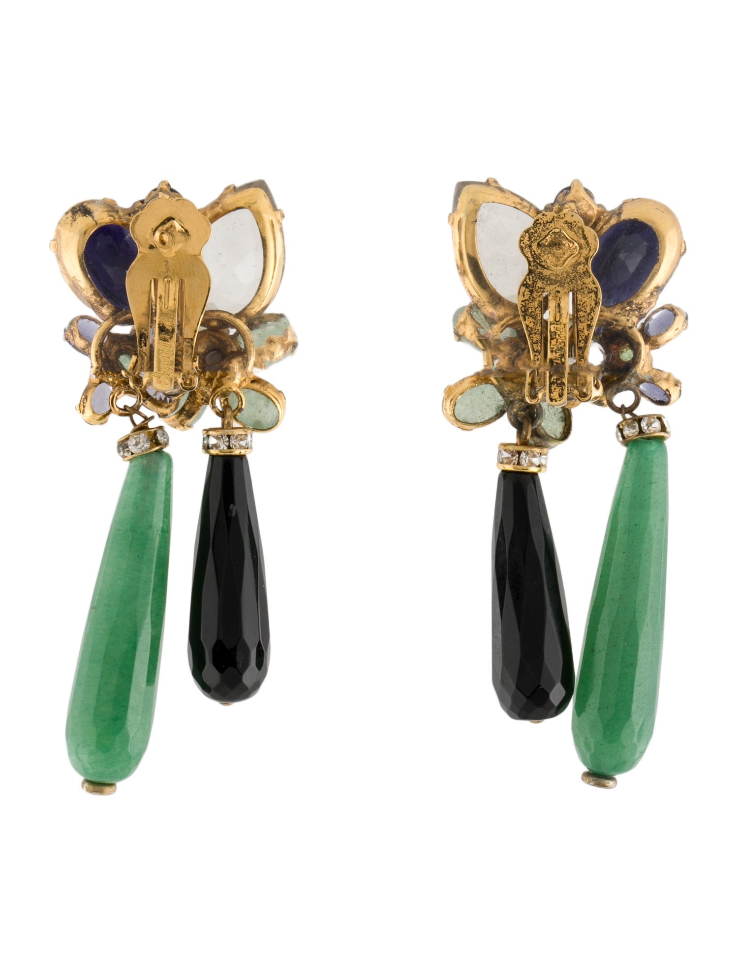 Iradj Moini Multicolor Stone Drop Clip On Earrings