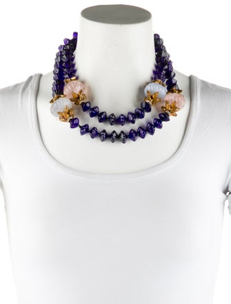 Iradj Moini Multistone & Crystal Double Strand Toggle Necklace