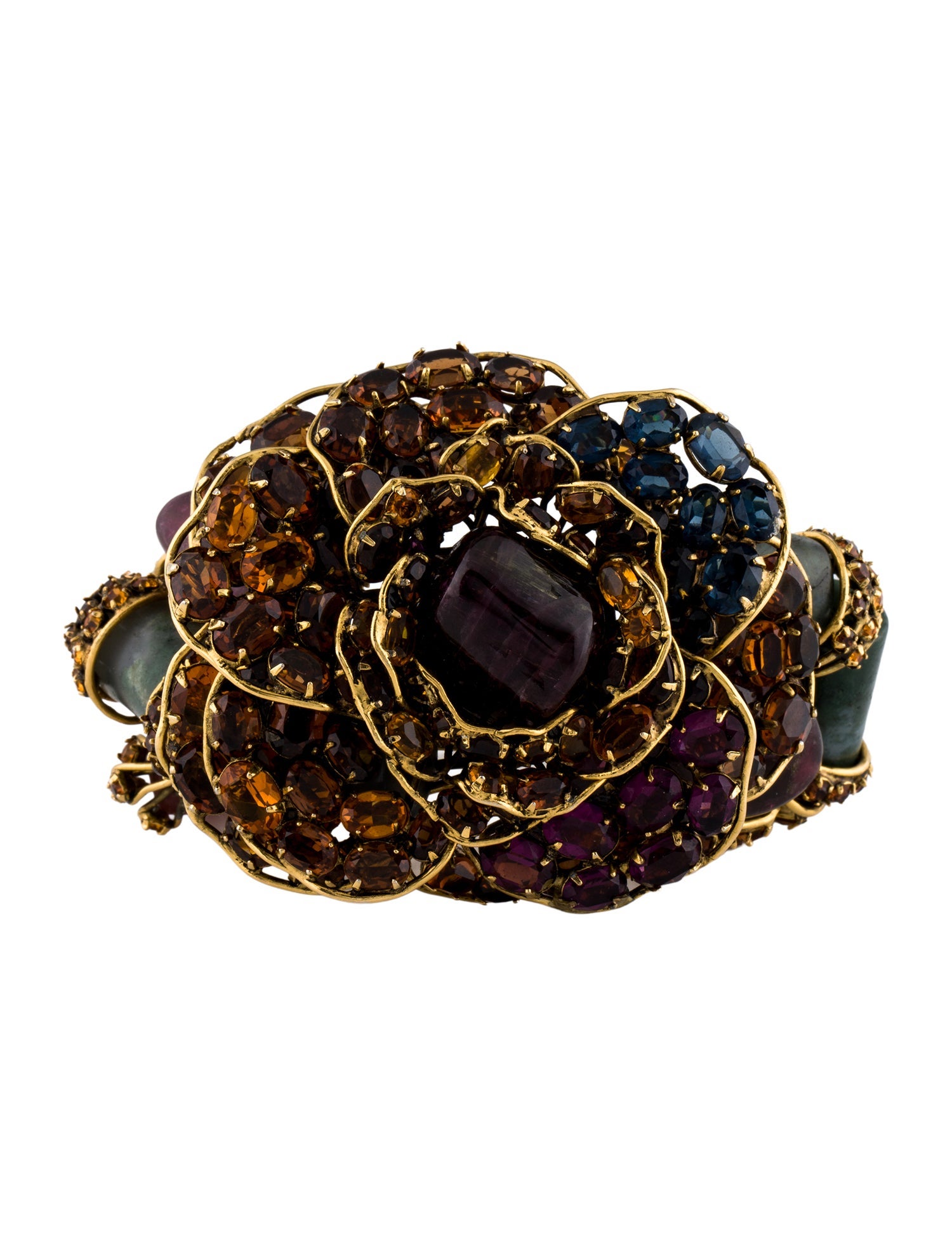 Iradj Moini Multistone & Rhinestone Flower Cuff Bracelet
