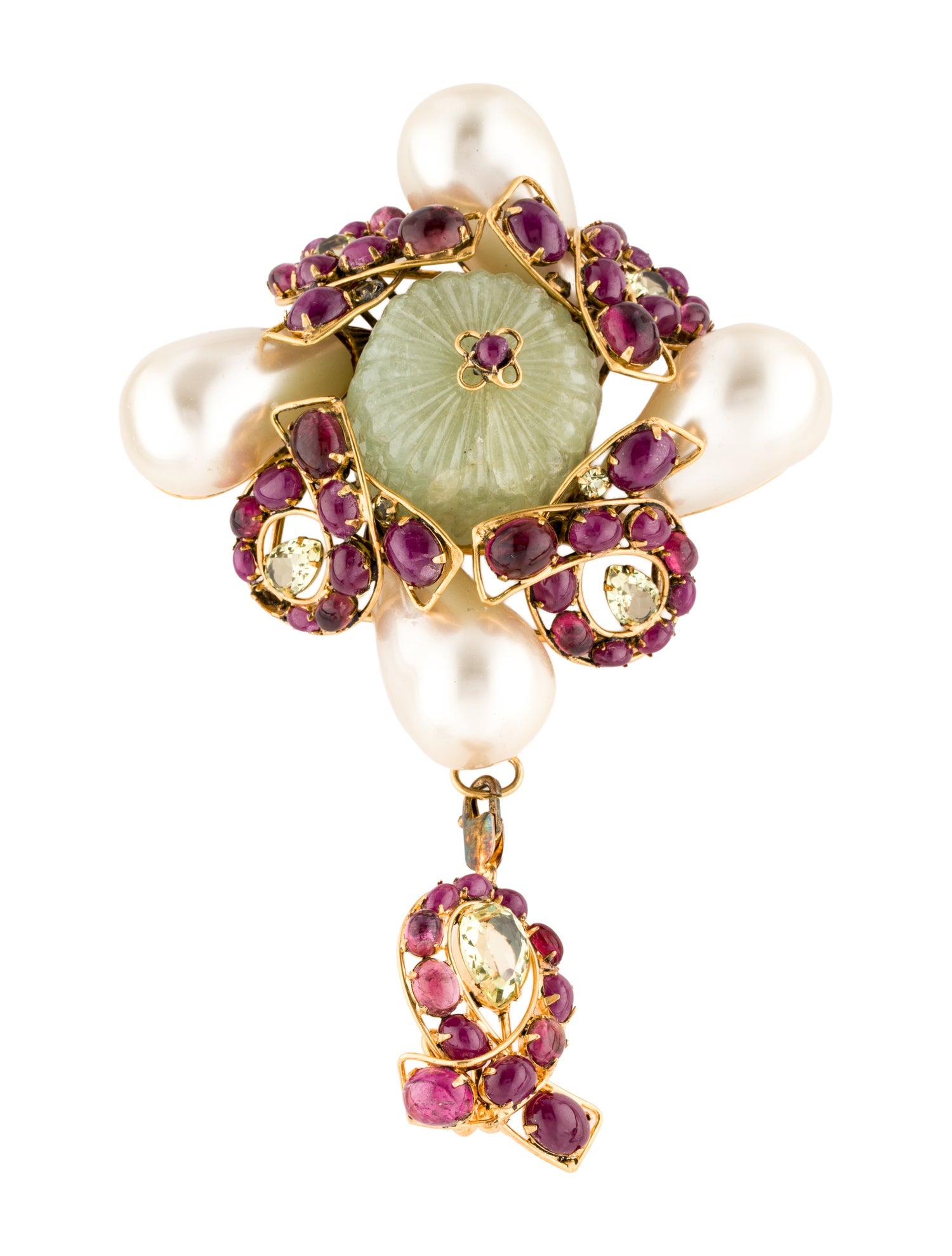 Iradj Moini Multistone, Crystal & Faux Pearl Pendant Brooch