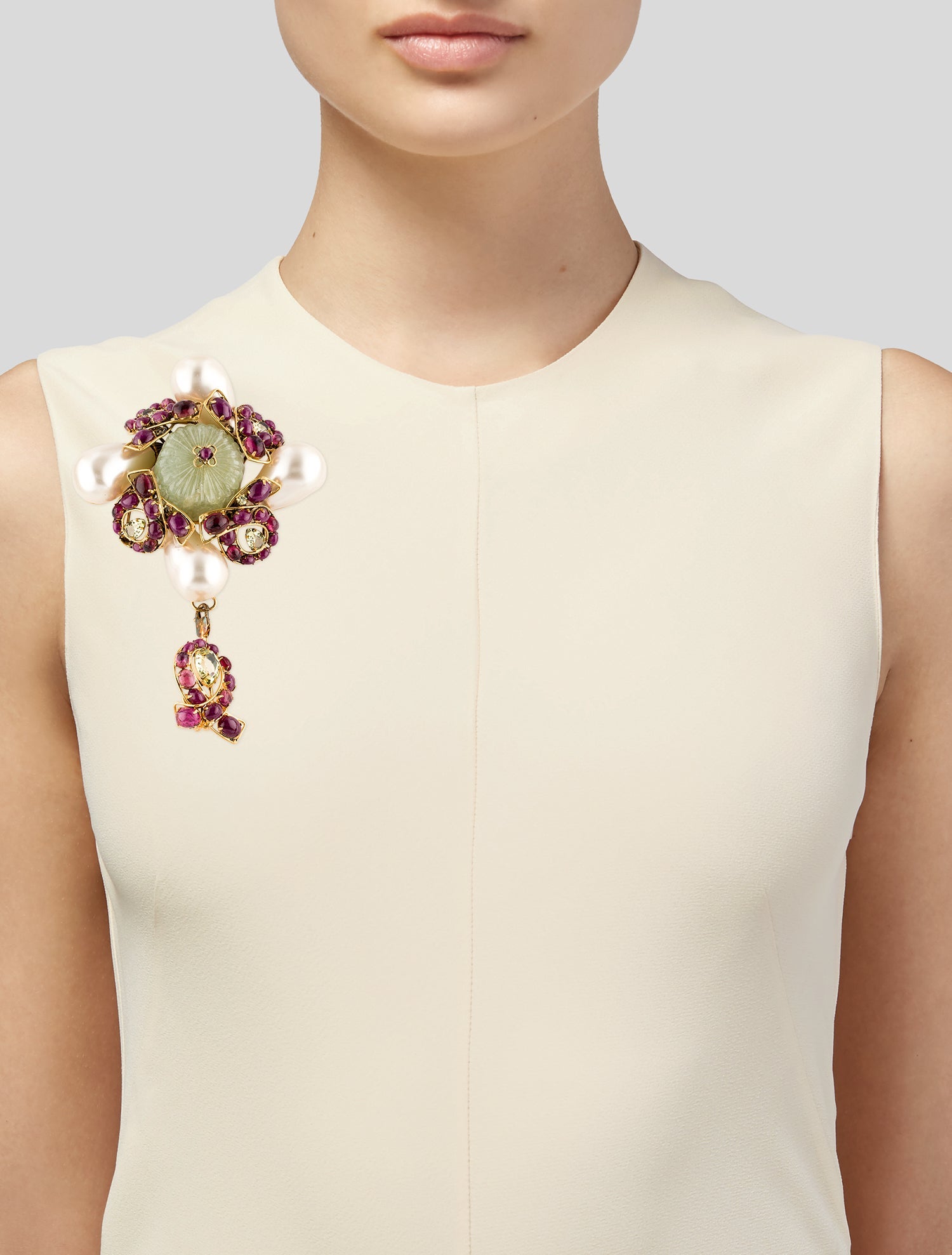 Iradj Moini Multistone, Crystal & Faux Pearl Pendant Brooch