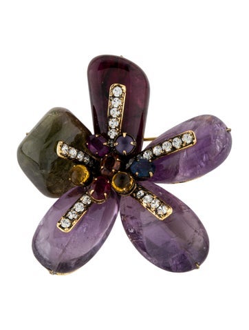 Iradj Moini Pin Multistone & Crystal Floral Brooch