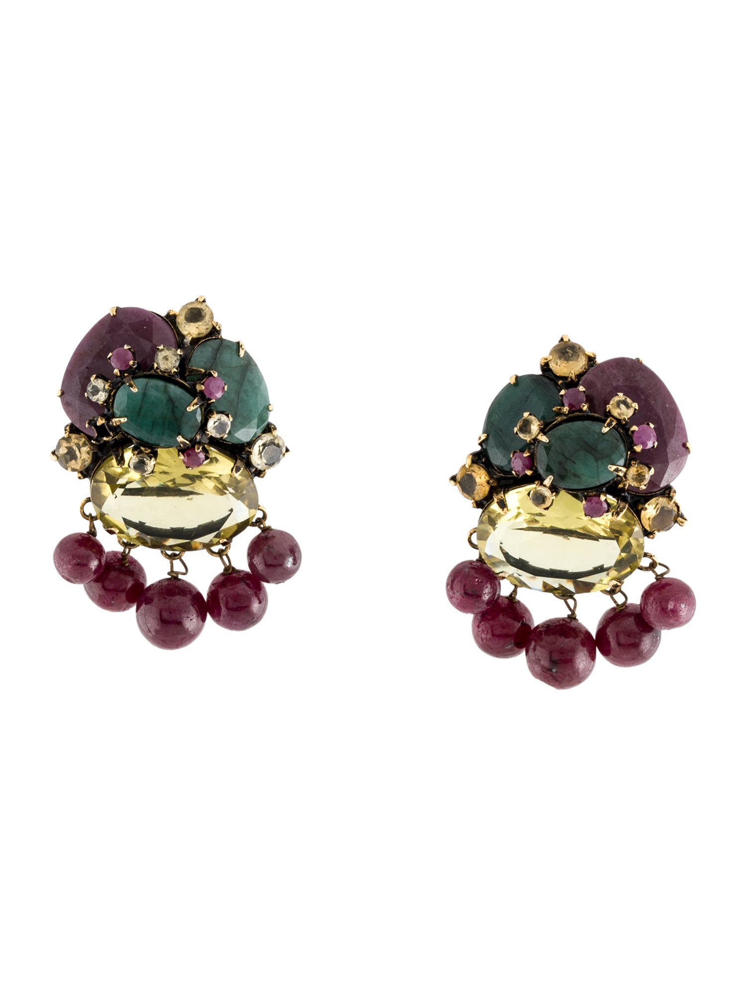 Iradj Moini Multistone & Crystal Drop Clip-On Earrings