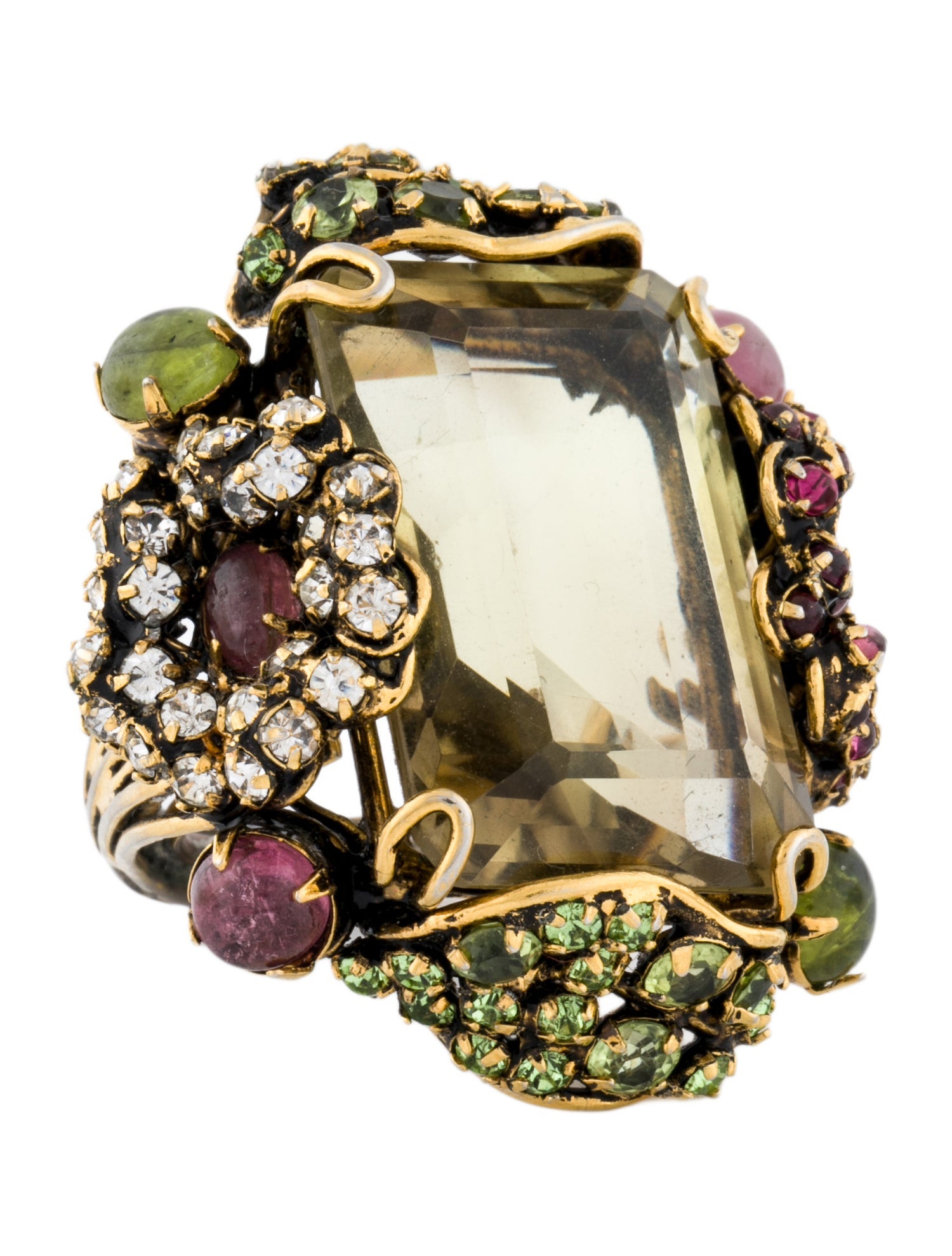 Iradj Moini Multistone & Crystal Cocktail Ring