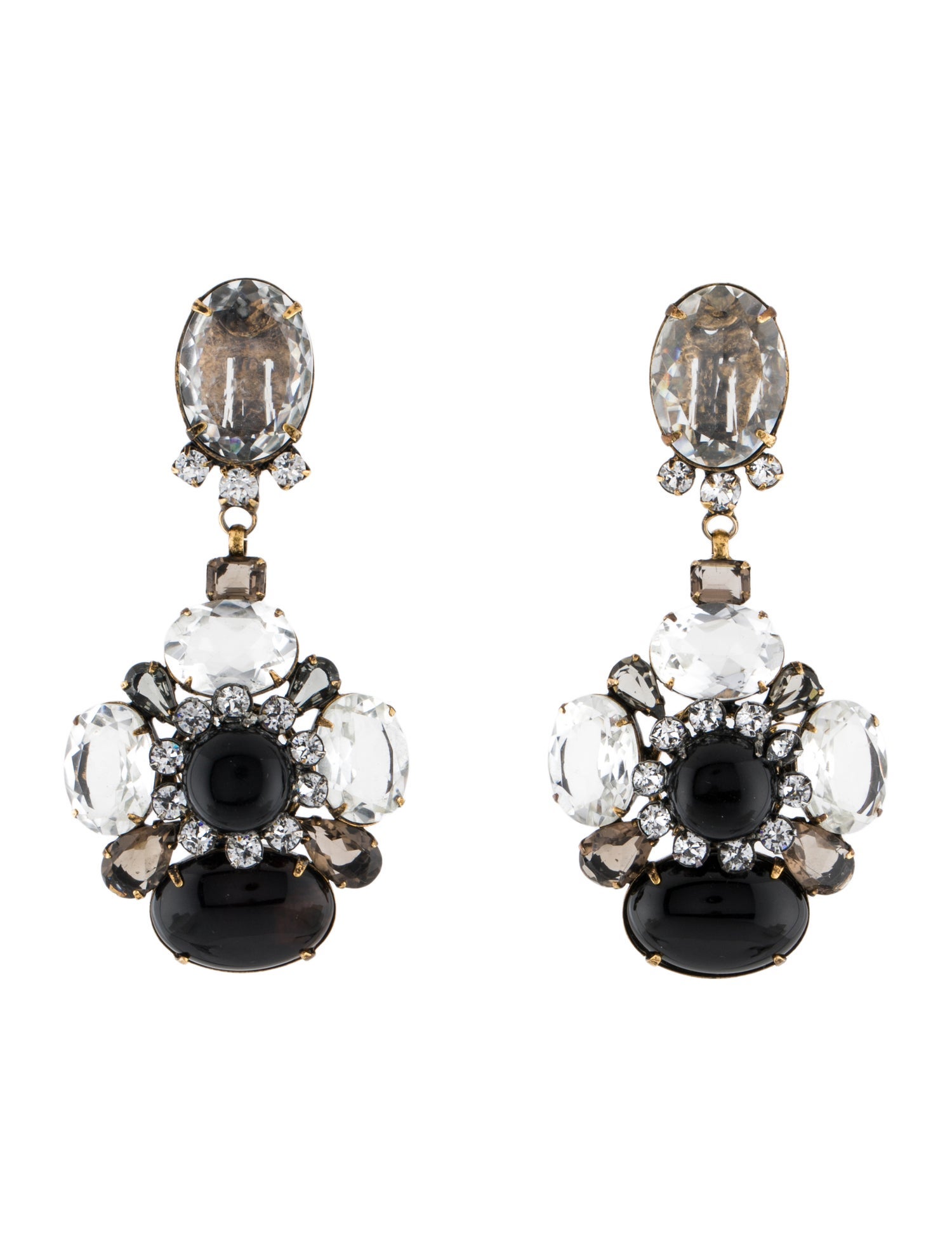Iradj Moini Multicolor Stone & Crystal Drop Clip On Earrings