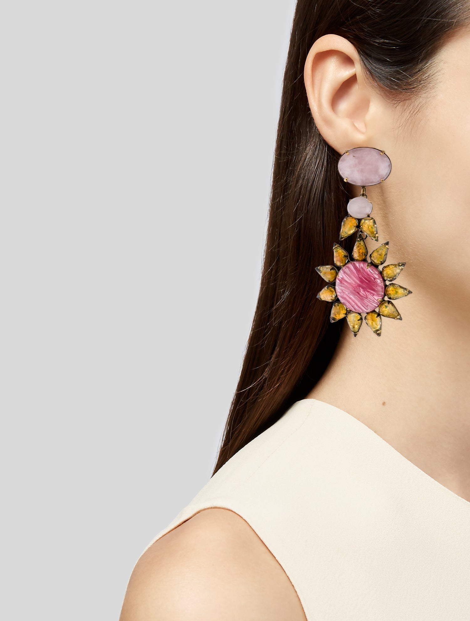 Iradj Moini Resin & Multistone Clip-On Drop Earrings