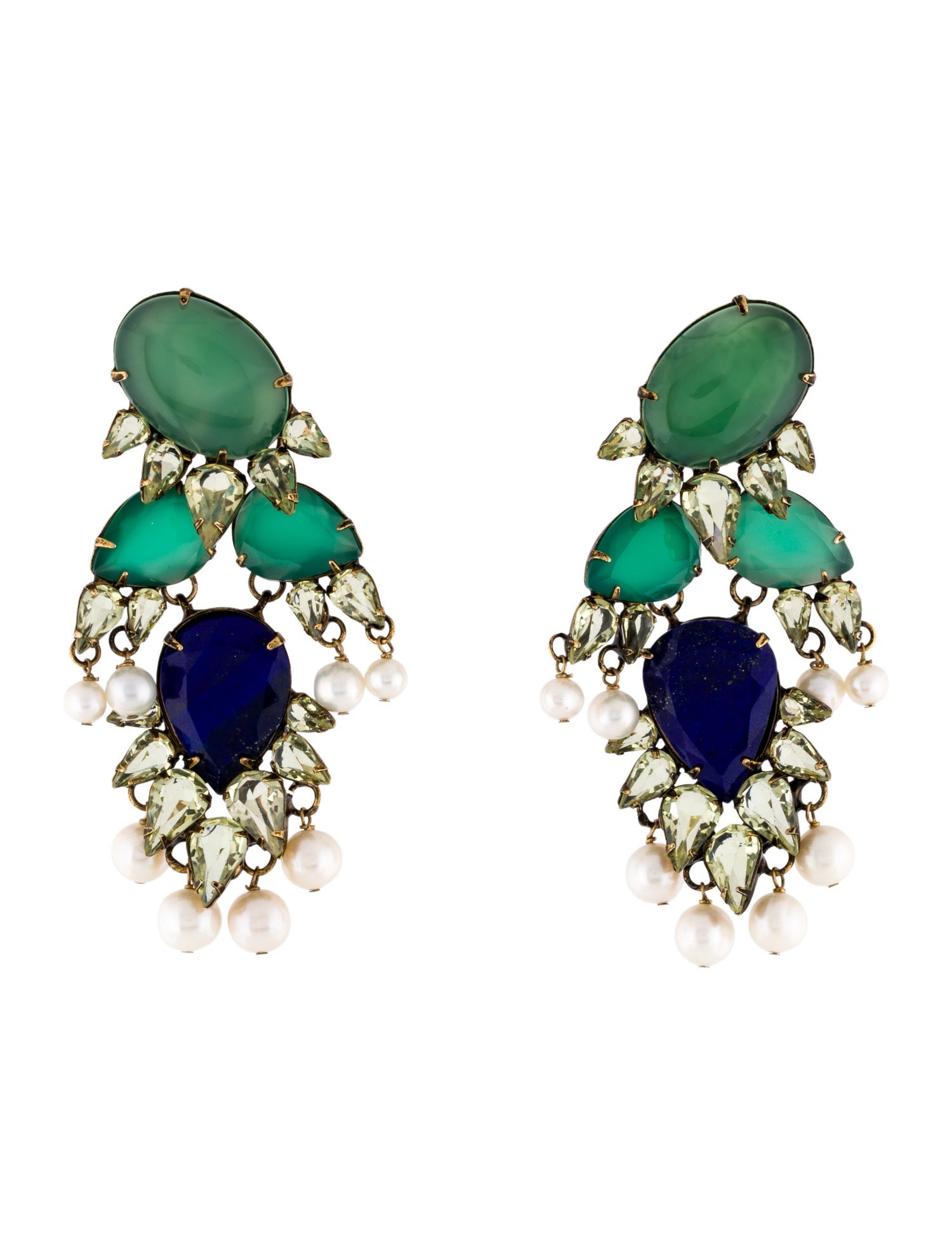 Iradj Moini Pearl, Crystal, Resin & Multistone Clip-On Drop Earrings