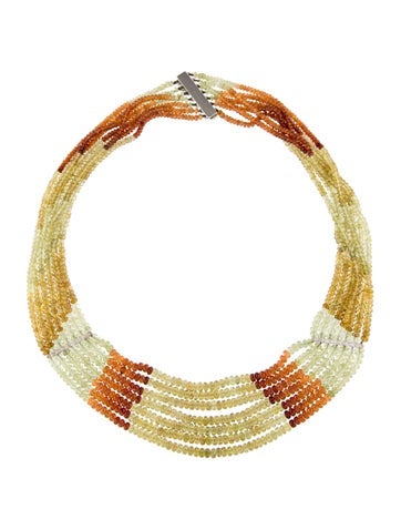 Ilene Joy Multistrand 18K Spessartine Garnet, Garnet & Diamond Necklace