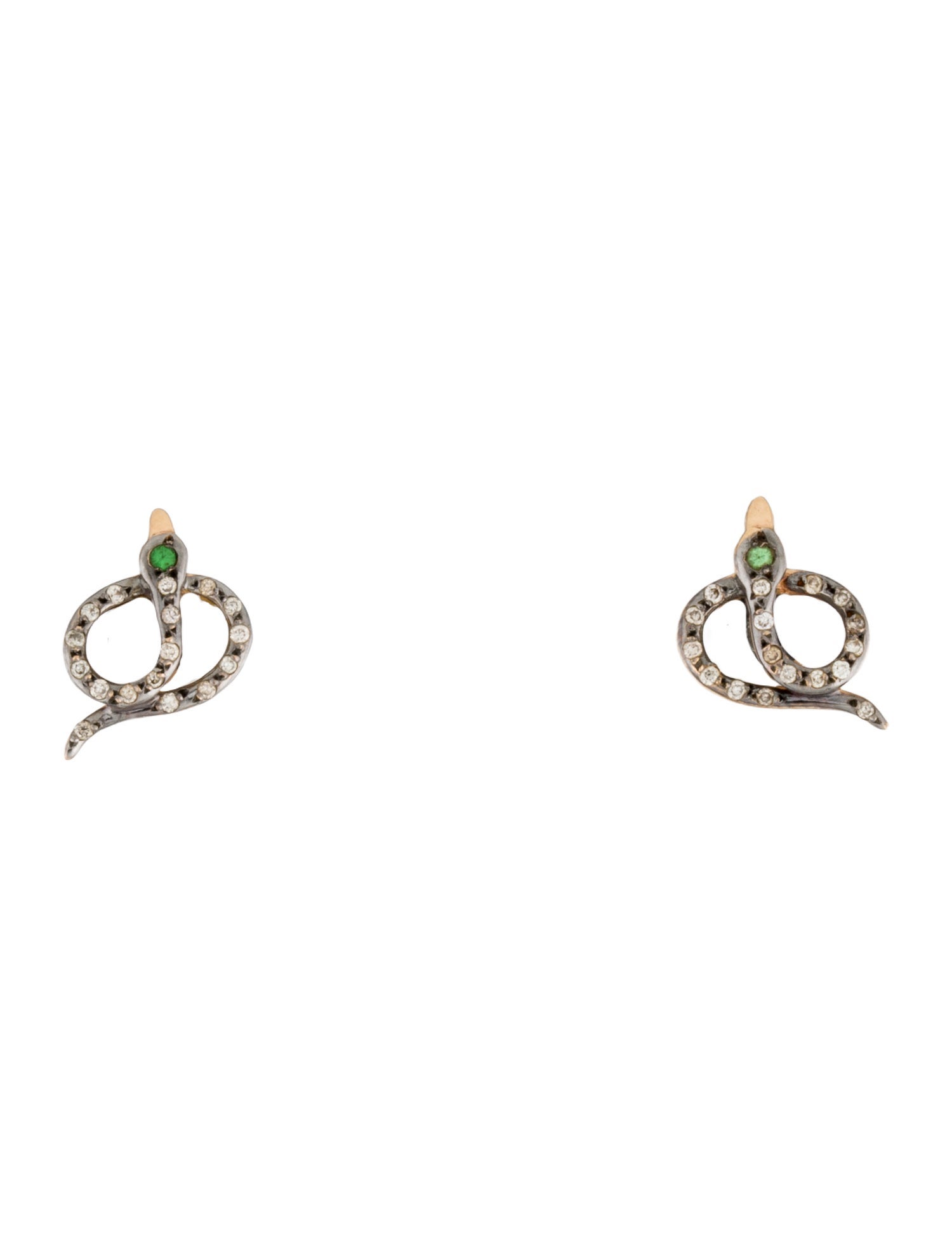 Ileana Makri 18K Tsavorite & Diamond Snake Stud Earrings