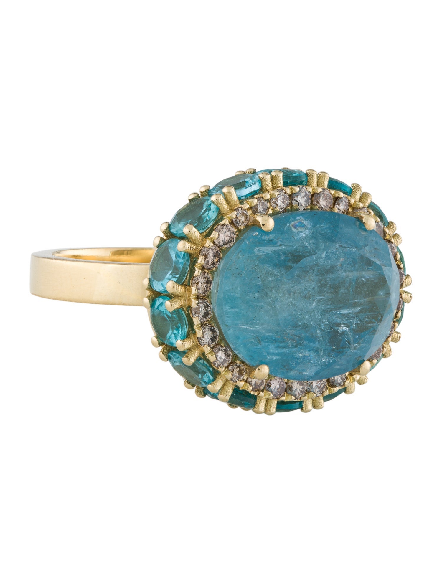 Ileana Makri 18K Aquamarine, Apatite & Diamond Cocktail Ring