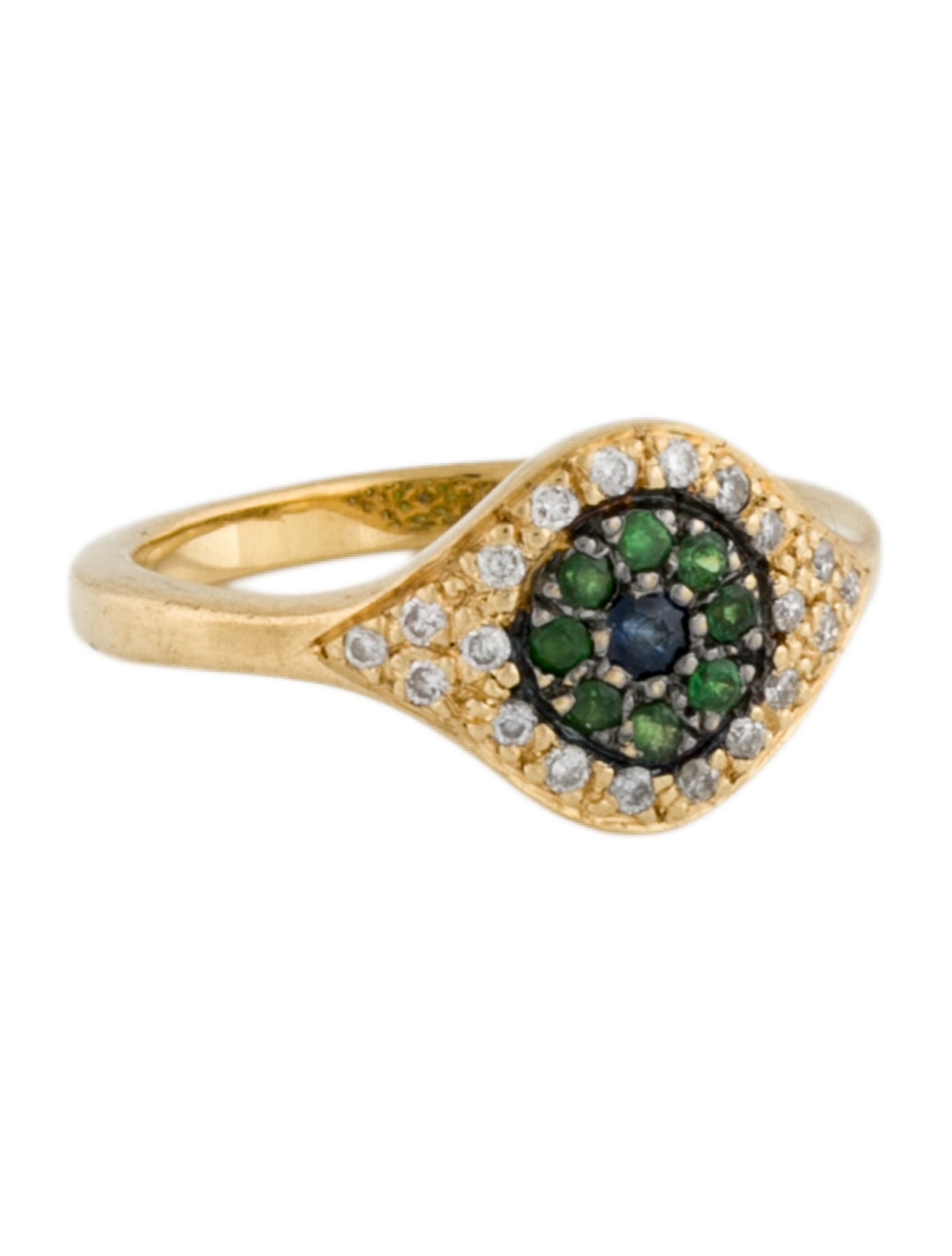 Ileana Makri 18K Tsavorite, Sapphire & Diamond Cats Eye Cocktail Ring