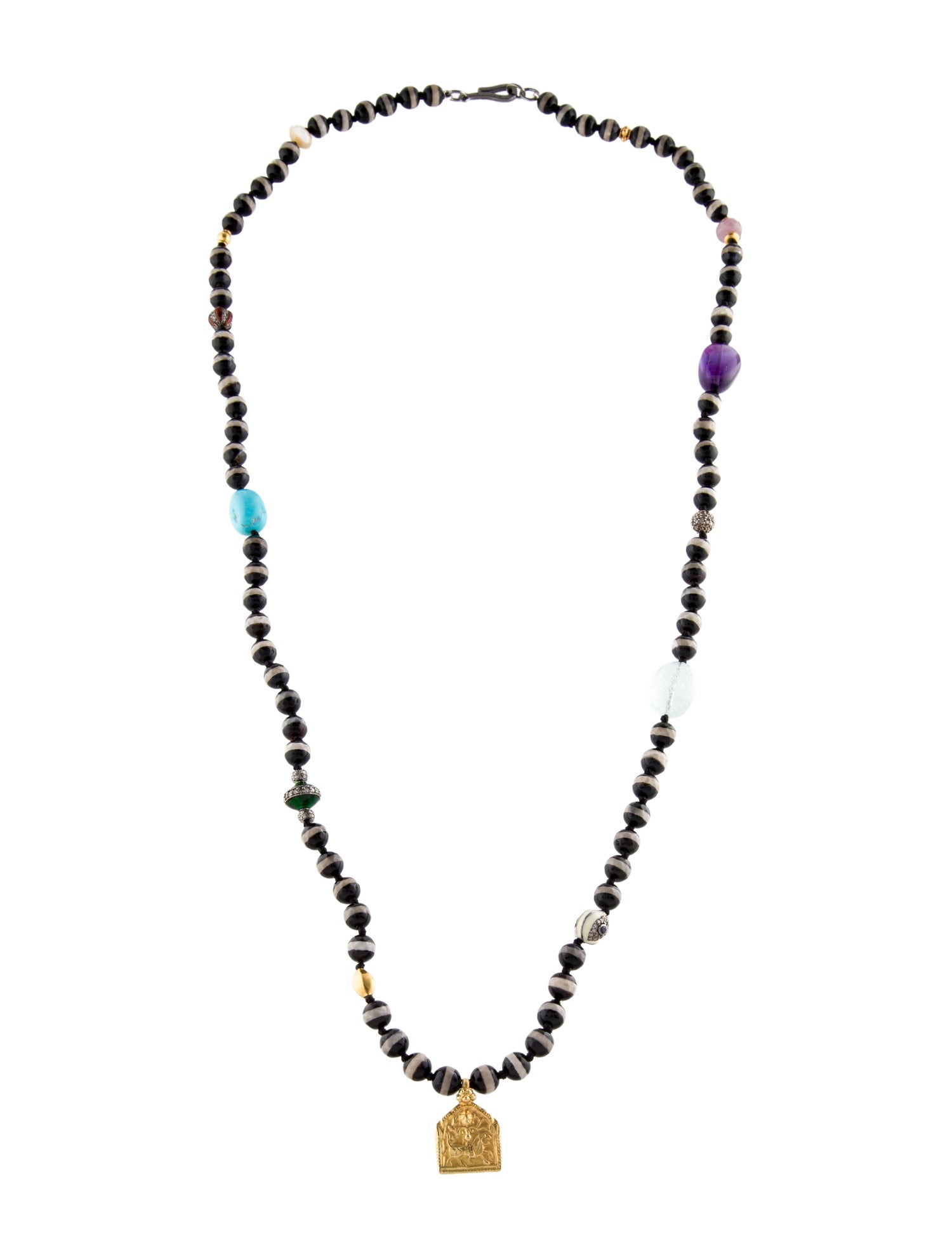 Ileana Makri Mother of Pearl, Diamond, & Multistone Globetrotter Beaded Pendant Necklace