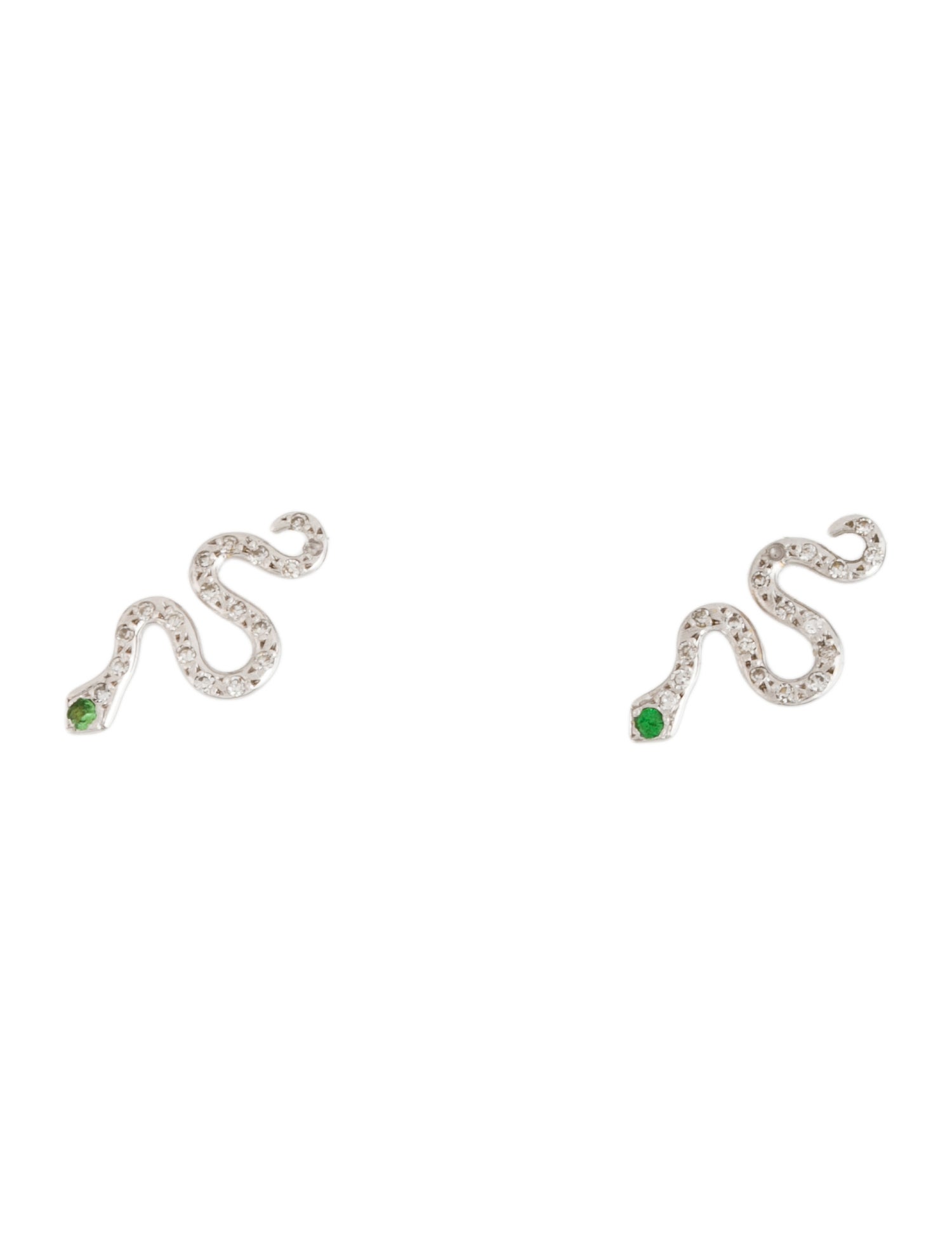 Ileana Makri 18K Tsavorite & Diamond Snake Earrings