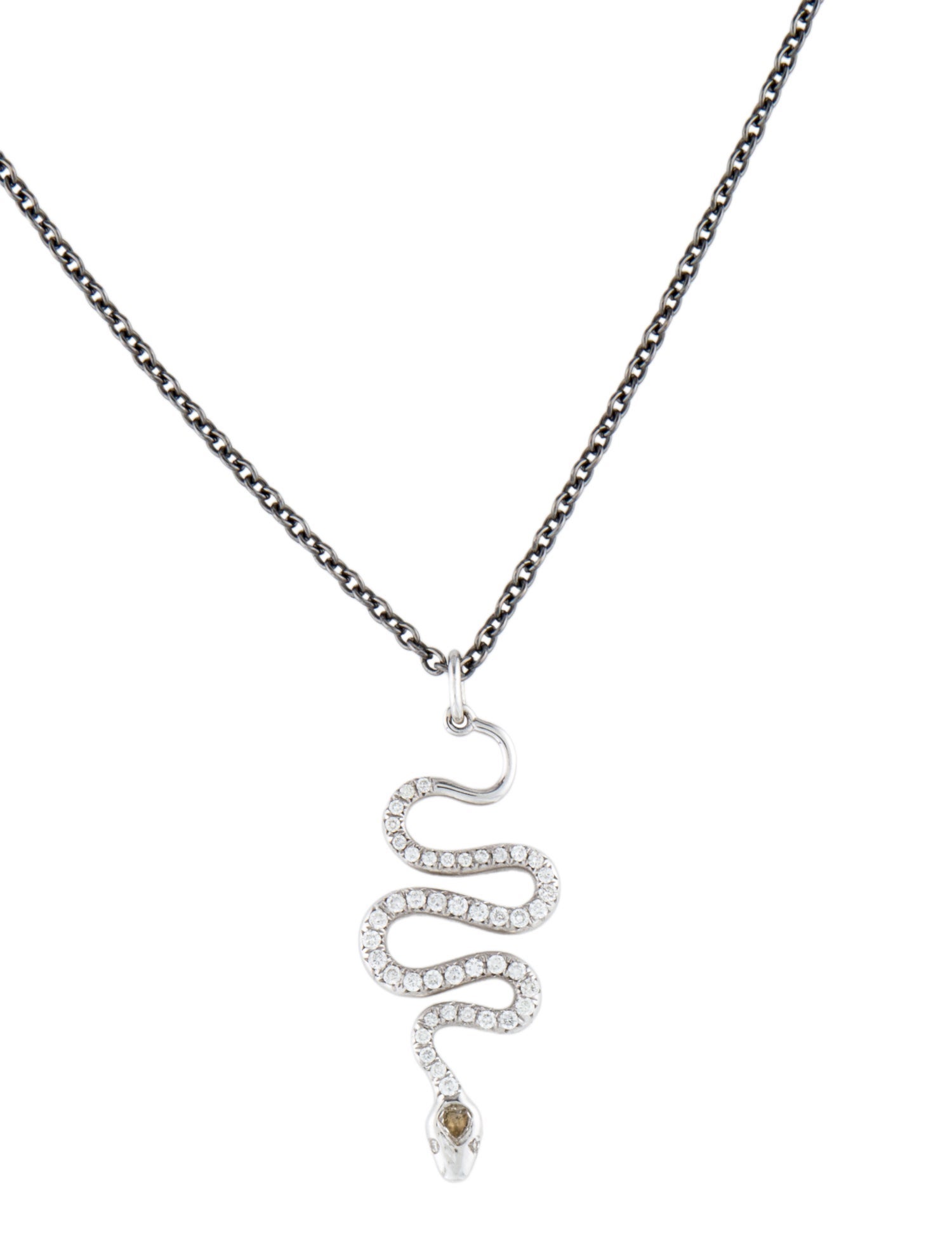 Ileana Makri Diamond Small Snake Pendant w/Unbranded Chain Necklace