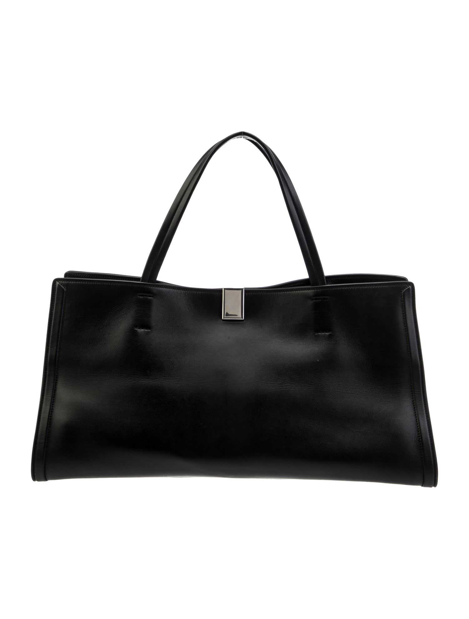 PHOEBE PHILO | SMALL KIT CABAS | BLACK LEATHER WITH SILVER