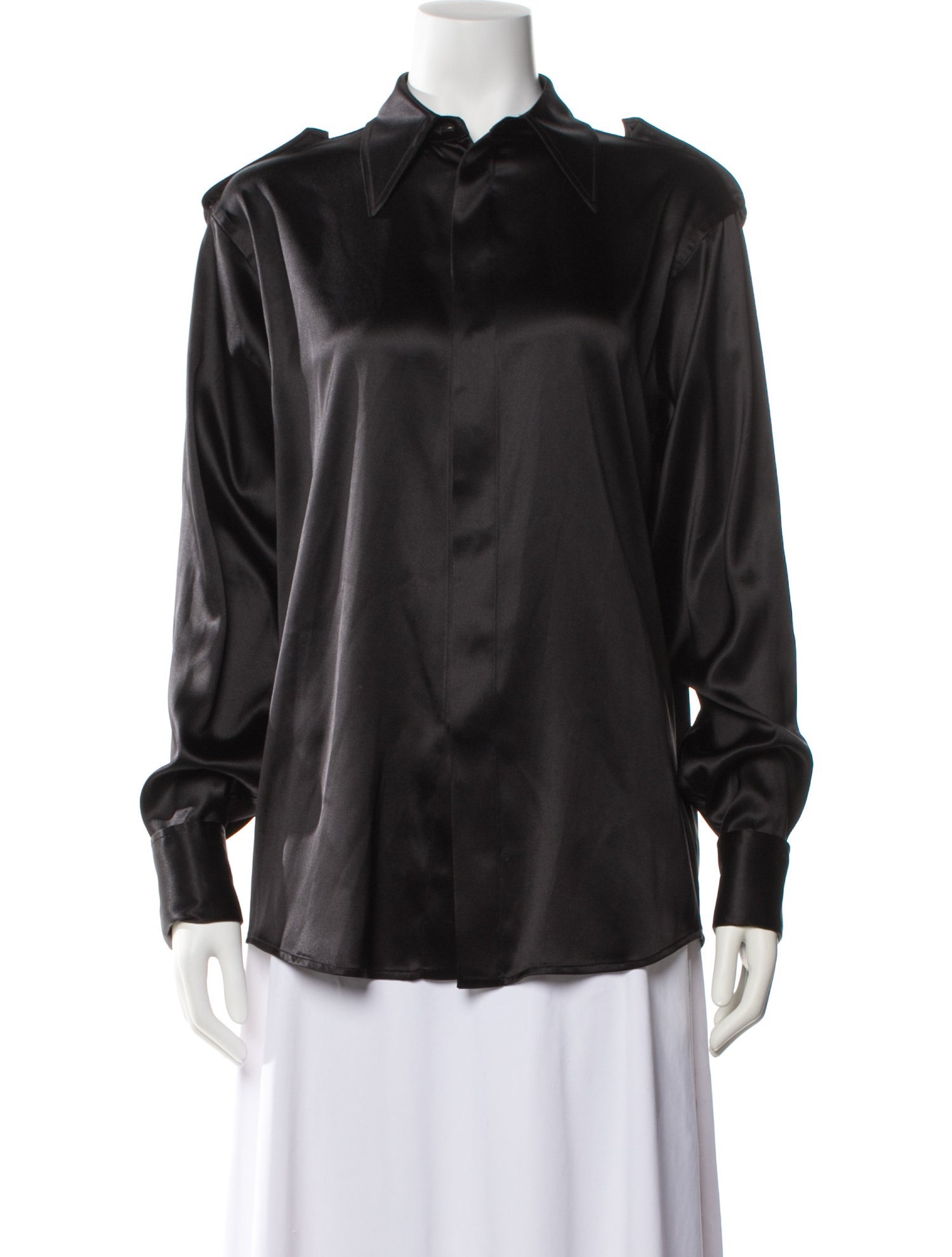 Phoebe Philo Silk Long Sleeve Button-Up Top
