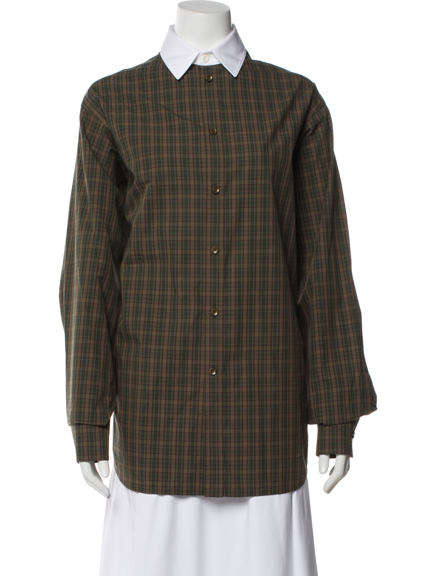 Phoebe Philo Plaid Print Long Sleeve Button-Up Top