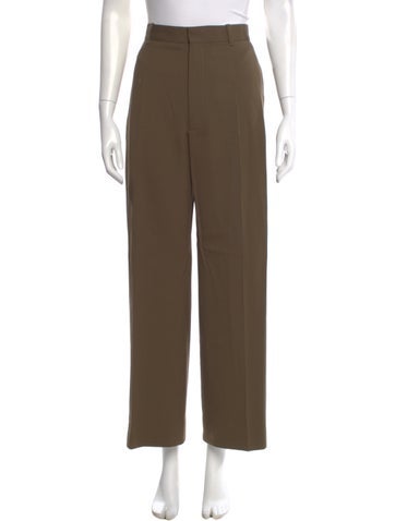 Pre-owned Phoebe Philo Wool Wide Leg Pants In Brown