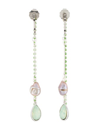 Mounser Pearl & Crystal Cap Drop Earrings
