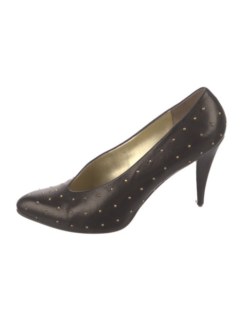 I.MAGNIN Leather Studded Accents Pumps