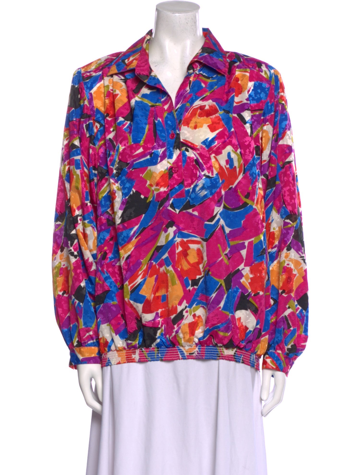 I.MAGNIN Vintage Printed Button-Up Top