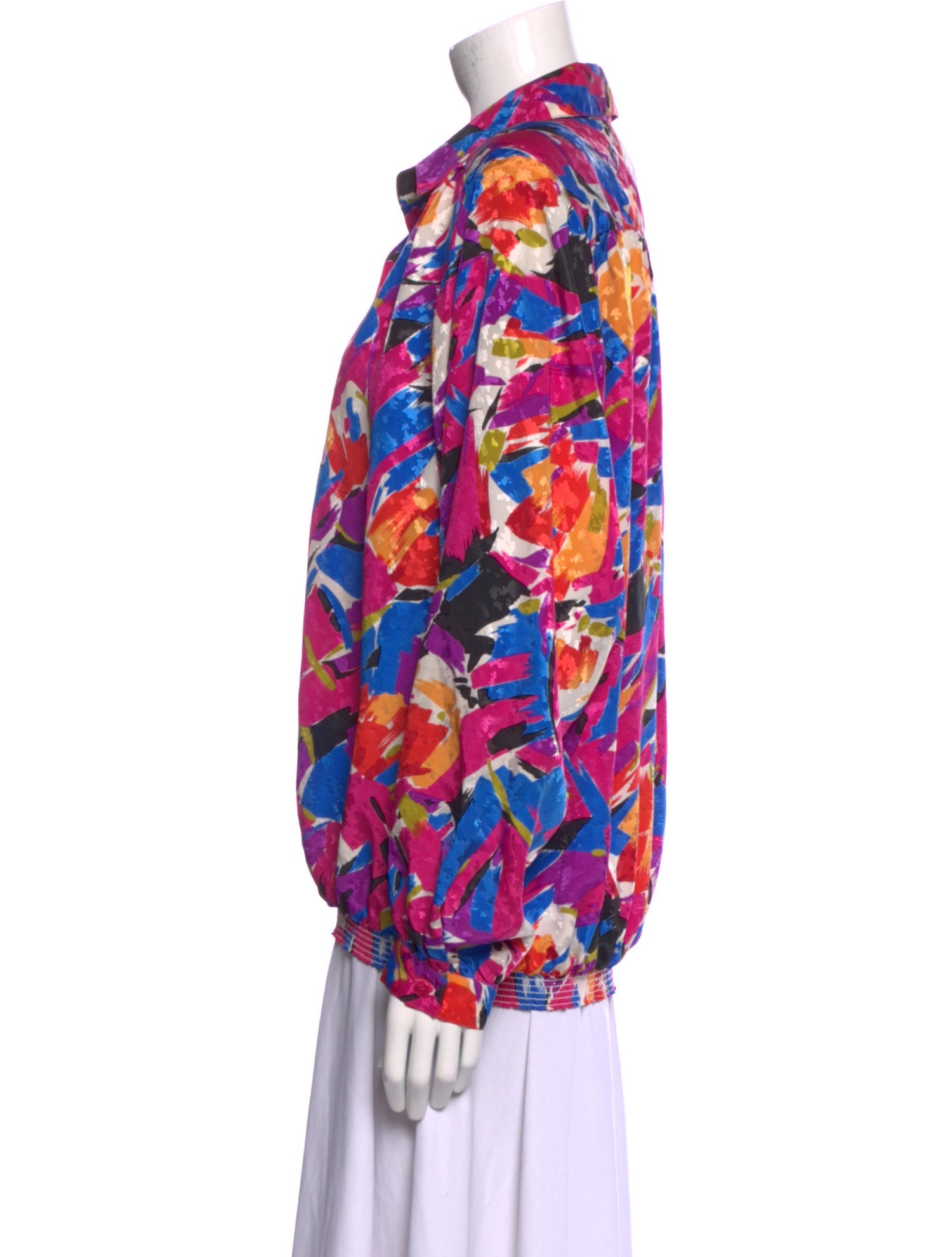 I.MAGNIN Vintage Printed Button-Up Top