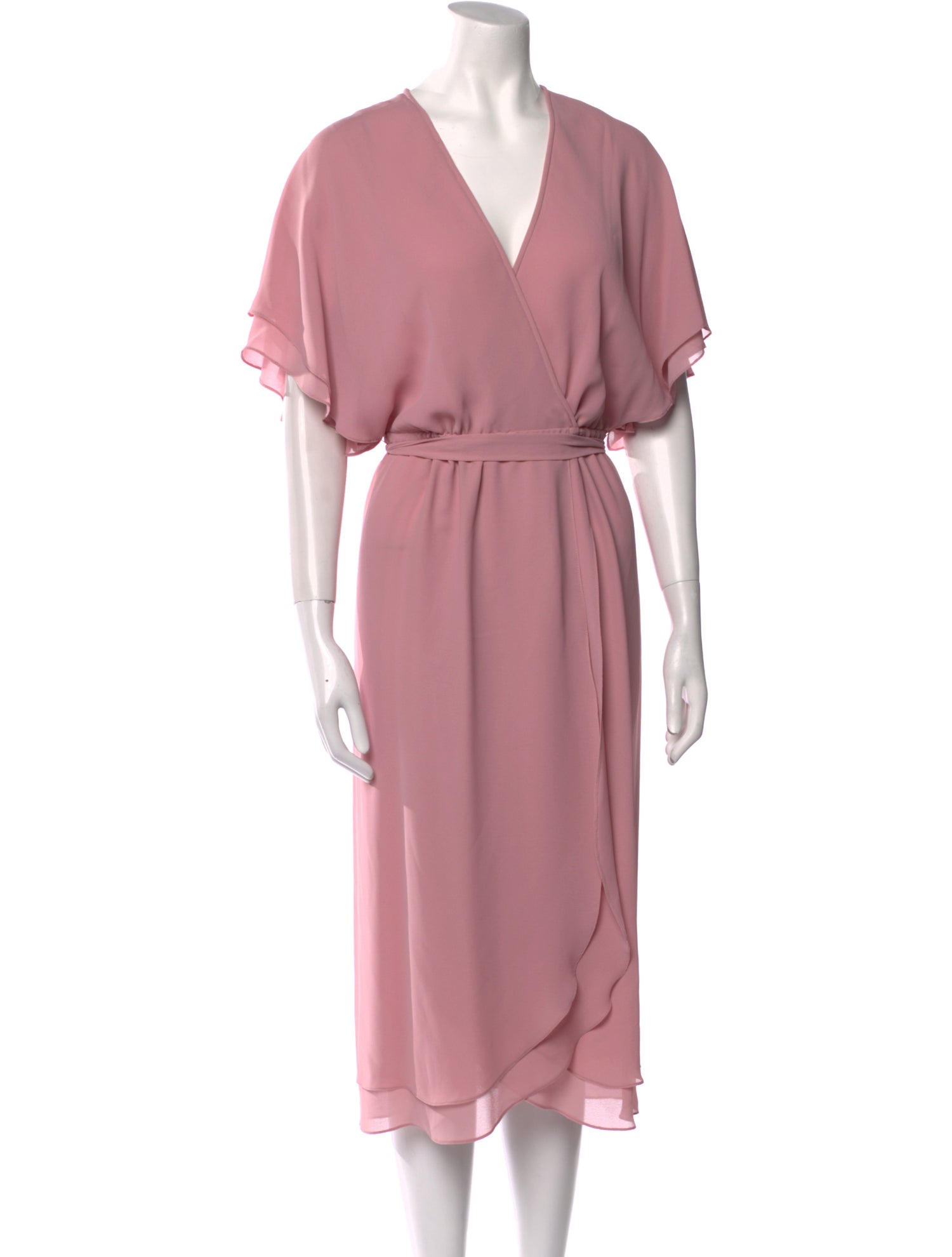 I.MAGNIN V-Neck Midi Length Dress