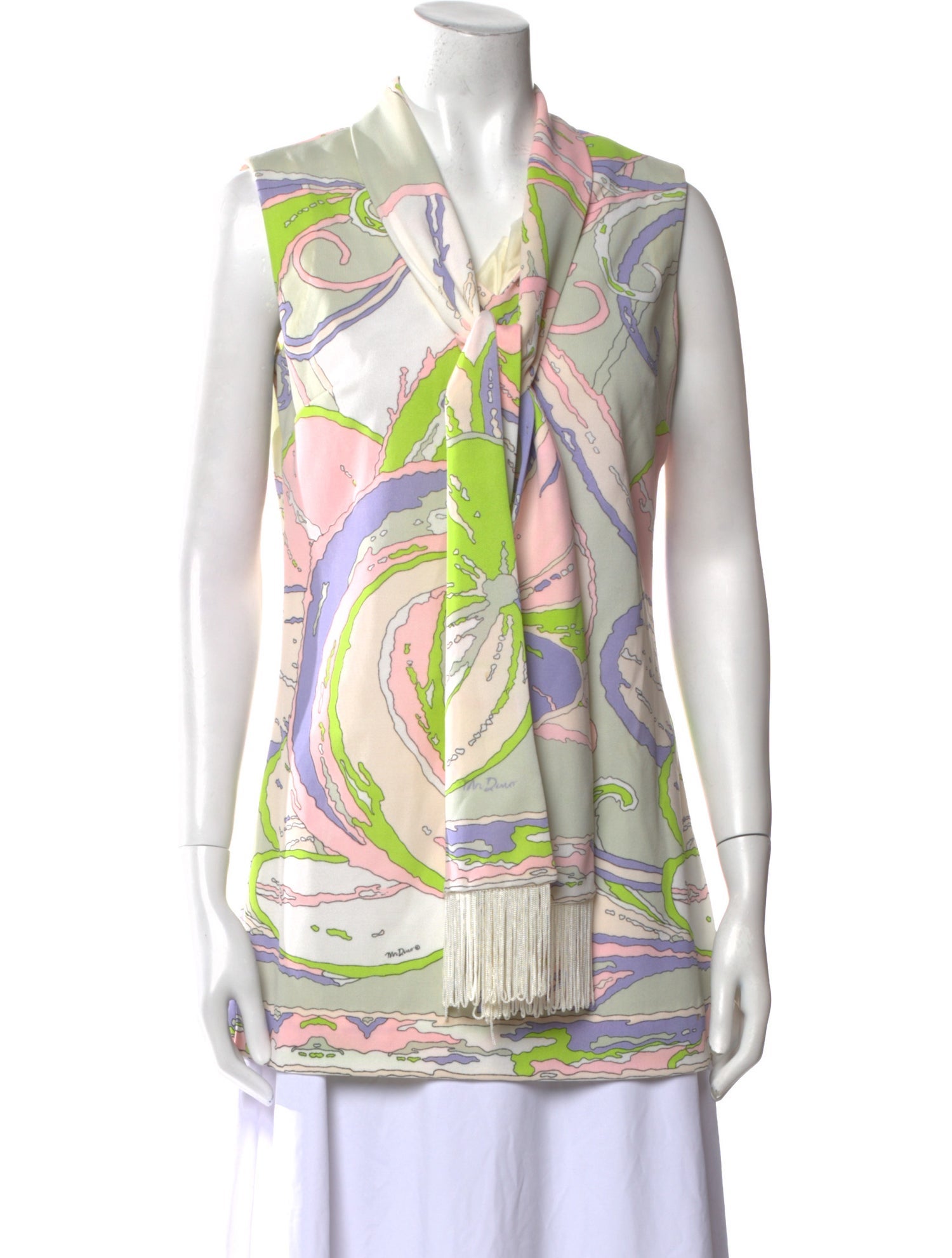 I.MAGNIN Printed Cowl Neck Tunic