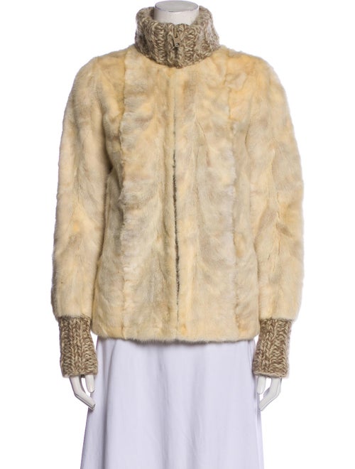 I.MAGNIN Faux Fur Colorblock Pattern Faux Fur Jacket