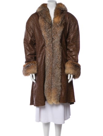 I.MAGNIN Animal Print Faux Fur Coat