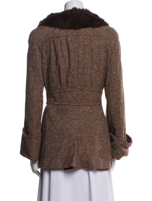 I.MAGNIN Wool Printed Faux Fur Jacket