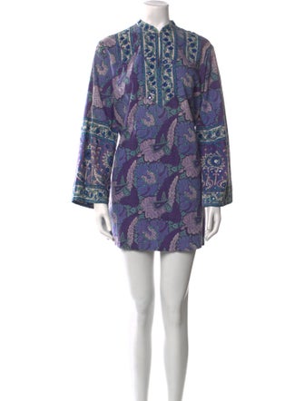 I.MAGNIN Paisley Print Mock Neck Tunic