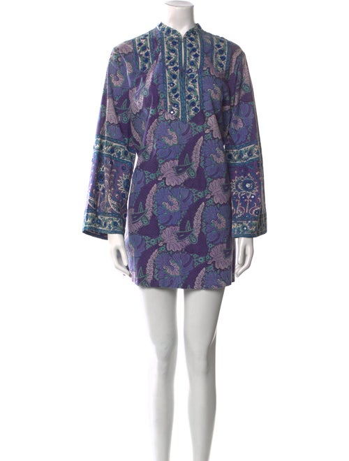 I.MAGNIN Paisley Print Mock Neck Tunic