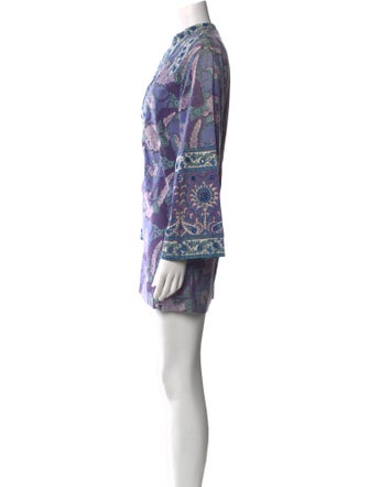 I.MAGNIN Paisley Print Mock Neck Tunic