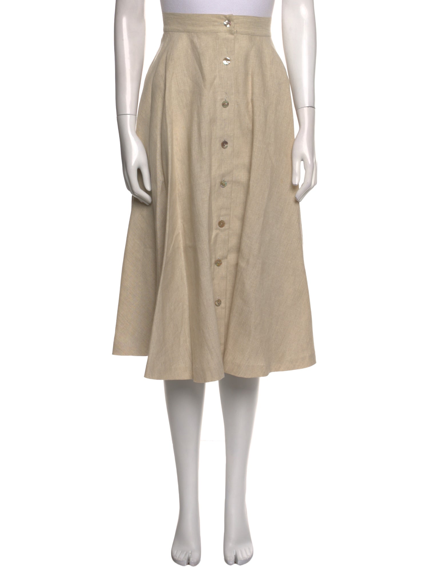 I.MAGNIN Linen Midi Length Skirt