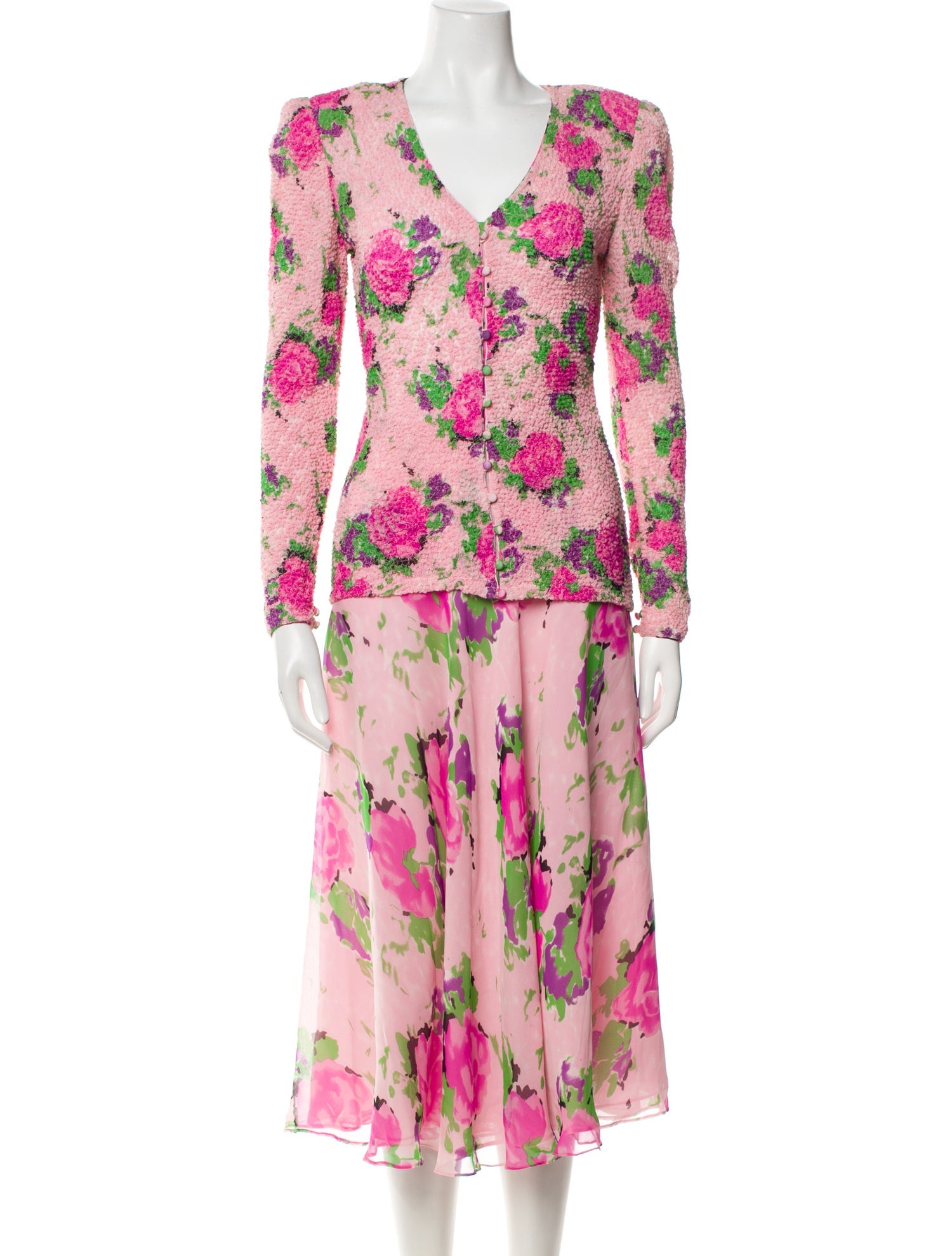 I.MAGNIN Floral Print Skirt Set