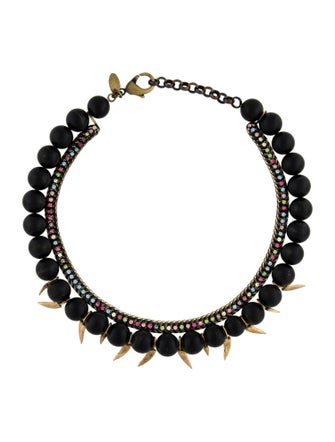 Iosselliani Crystal & Bead Double strand Collar Necklace
