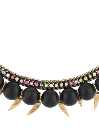 Iosselliani Crystal & Bead Double strand Collar Necklace